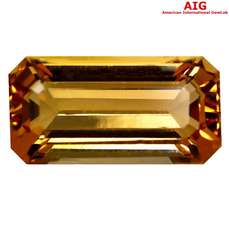 1.95 ct AIG Certified Romantic Octagon Cut (10 x 5 mm) Unheated / Untreated Orange Yellow Imperial Topaz Loose Stone