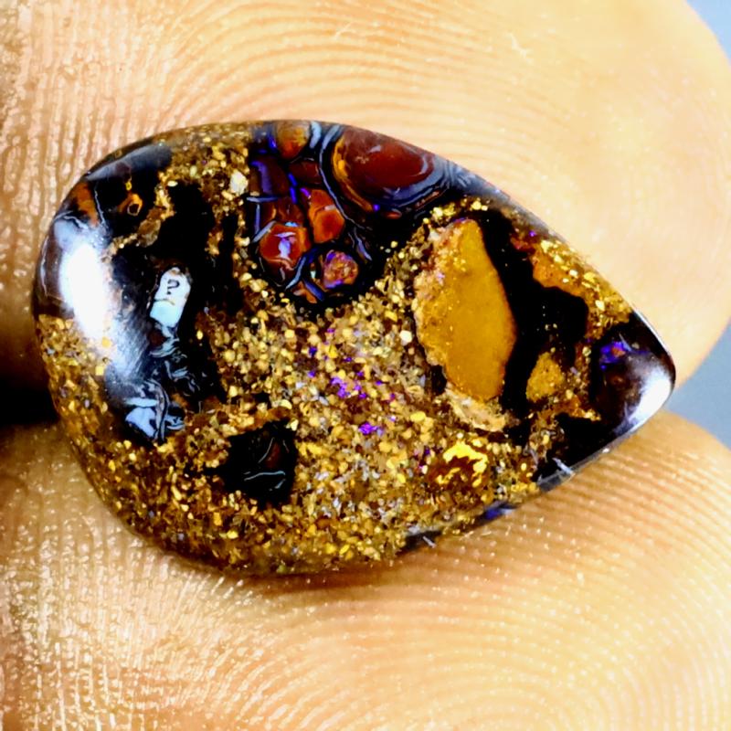 7.66 ct Resplendent Fancy Shape (18 x 13 mm) Multi Color Australian Koroit Boulder Opal Natural Loose Gemstone