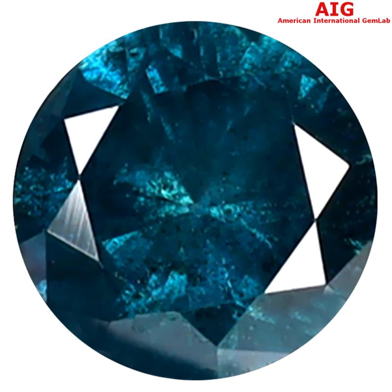 0.90 ct AIG CERTIFIED RESPLENDENT ROUND SHAPE (6 X 6 MM) GENUINE GREENISH BLUE DIAMOND LOOSE STONE