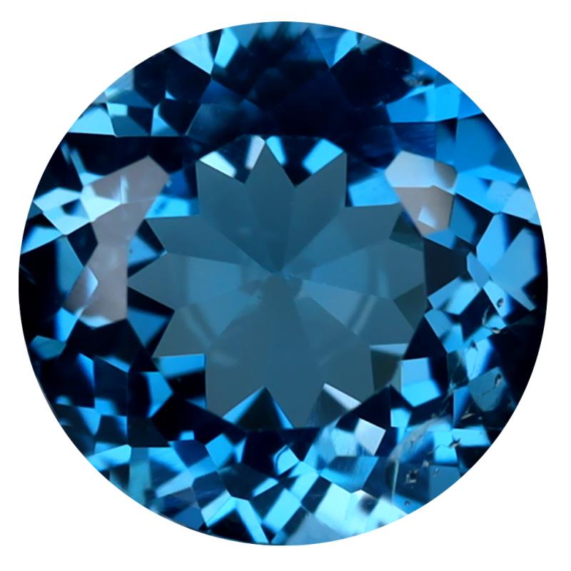 3.38 ct Impressive Round (10 x 9 mm) Heated Brazil London Blue Topaz Loose Gemstone