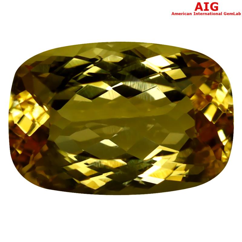 2.97 ct AIG Certified Incomparable Cushion Cut (10 x 7 mm) Unheated / Untreated Orange Yellow Imperial Topaz Loose Stone