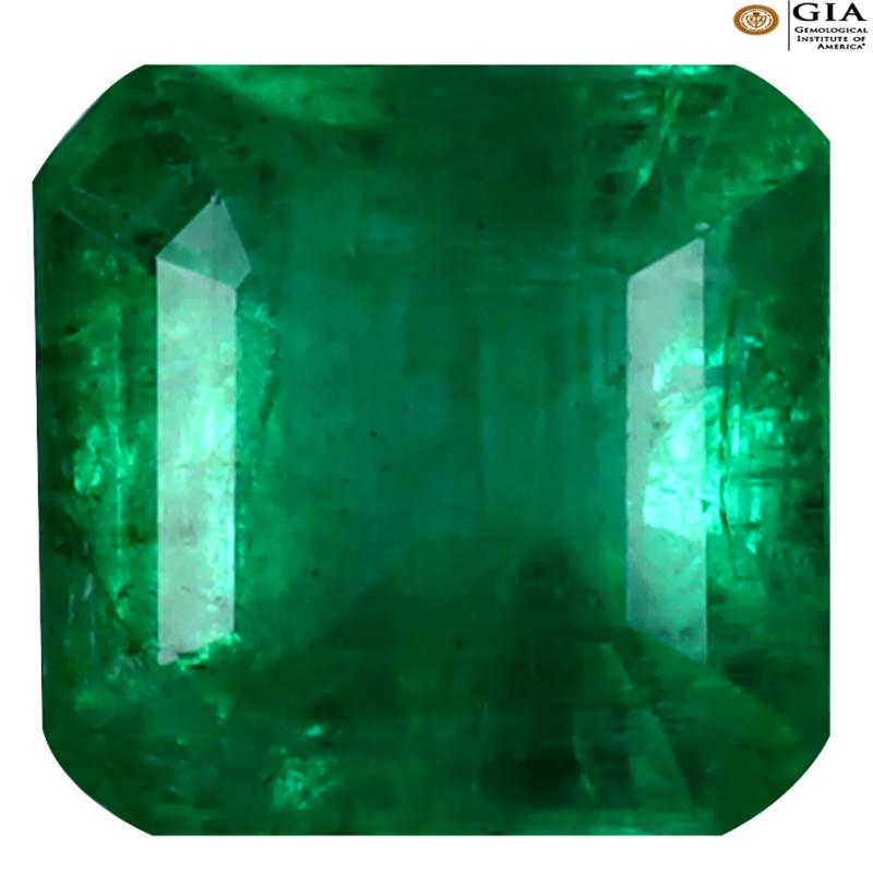 GIA CERTIFIED 2.78 ct REMARKABLE OCTAGON CUT (8 X 8 MM) COLOMBIA EMERALD LOOSE STONE