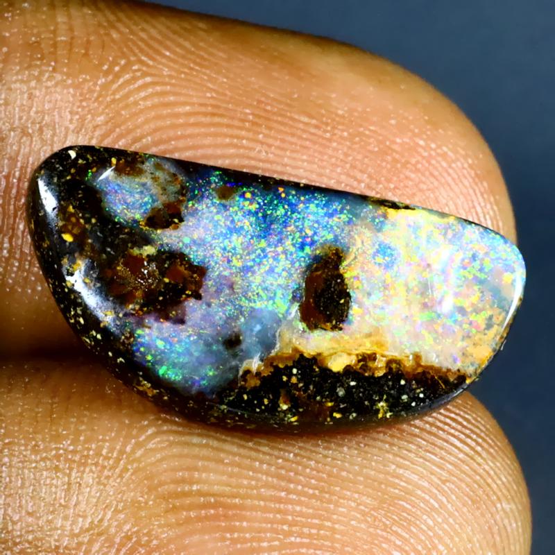 7.48 ct Five-star Fancy Shape (20 x 10 mm) Multi Color Australian Koroit Boulder Opal Natural Loose Gemstone