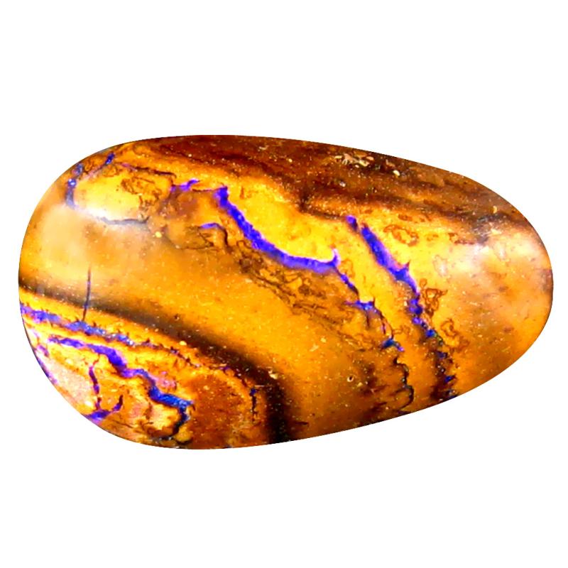 5.74 ct Pretty Fancy Cabochon Shape (15 x 9 mm) Play of Colors Australian Koroit Boulder Opal Natural Loose Gemstone