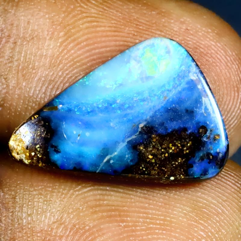7.60 ct Sparkling Fancy Shape (18 x 12 mm) Multi Color Australian Koroit Boulder Opal Natural Loose Gemstone