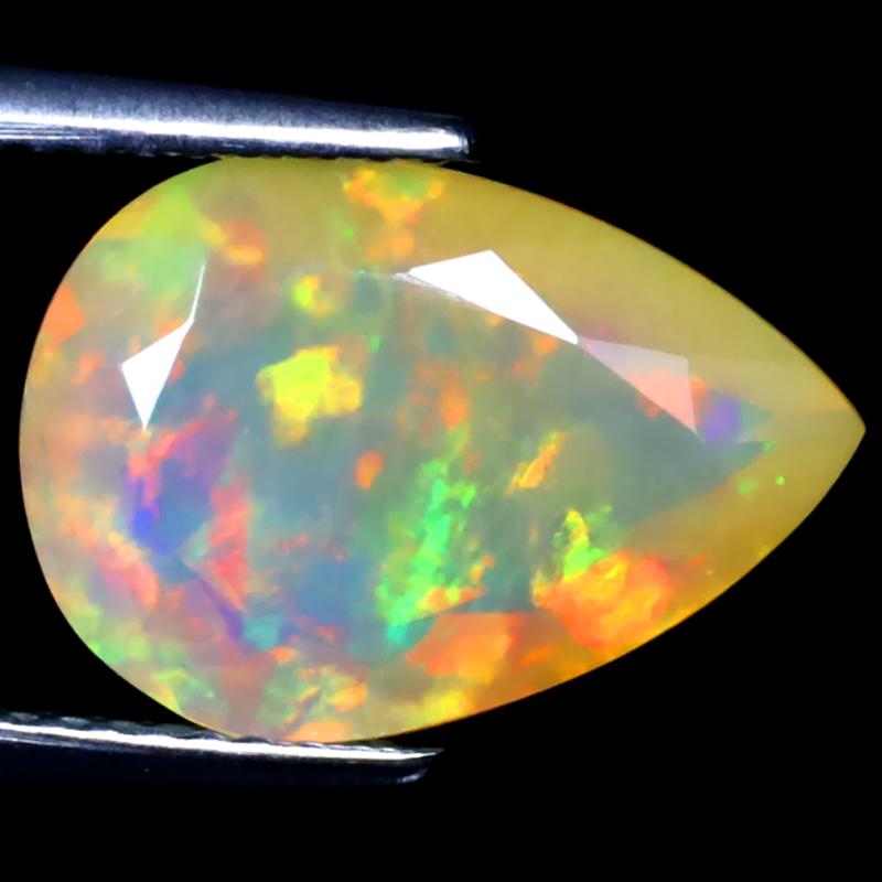 3.42 ct Pretty Pear (14 x 10 mm) Un-Heated Ethiopia Rainbow Opal Loose Gemstone