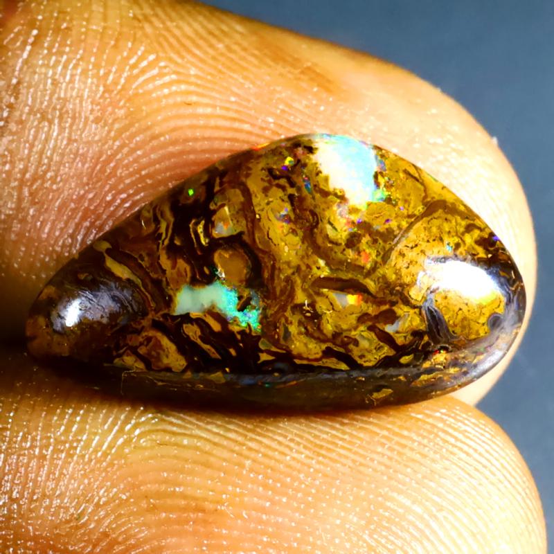 6.50 ct First-class Fancy Shape (20 x 11 mm) Multi Color Australian Koroit Boulder Opal Natural Loose Gemstone