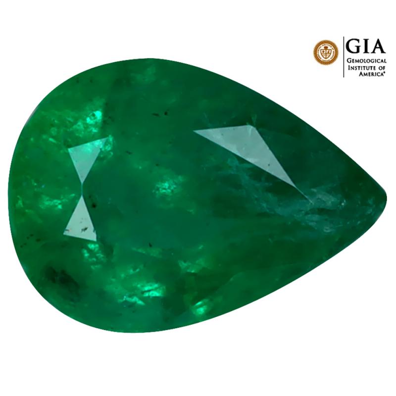 GIA CERTIFIED 2.84 ct SIGNIFICANT PEAR CUT (11 X 8 MM) COLOMBIA EMERALD LOOSE STONE