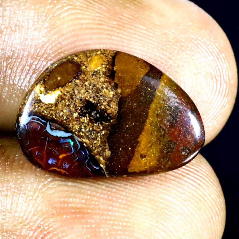 6.08 ct Tremendous Fancy Shape (17 x 11 mm) Multi Color Australian Koroit Boulder Opal Natural Loose Gemstone