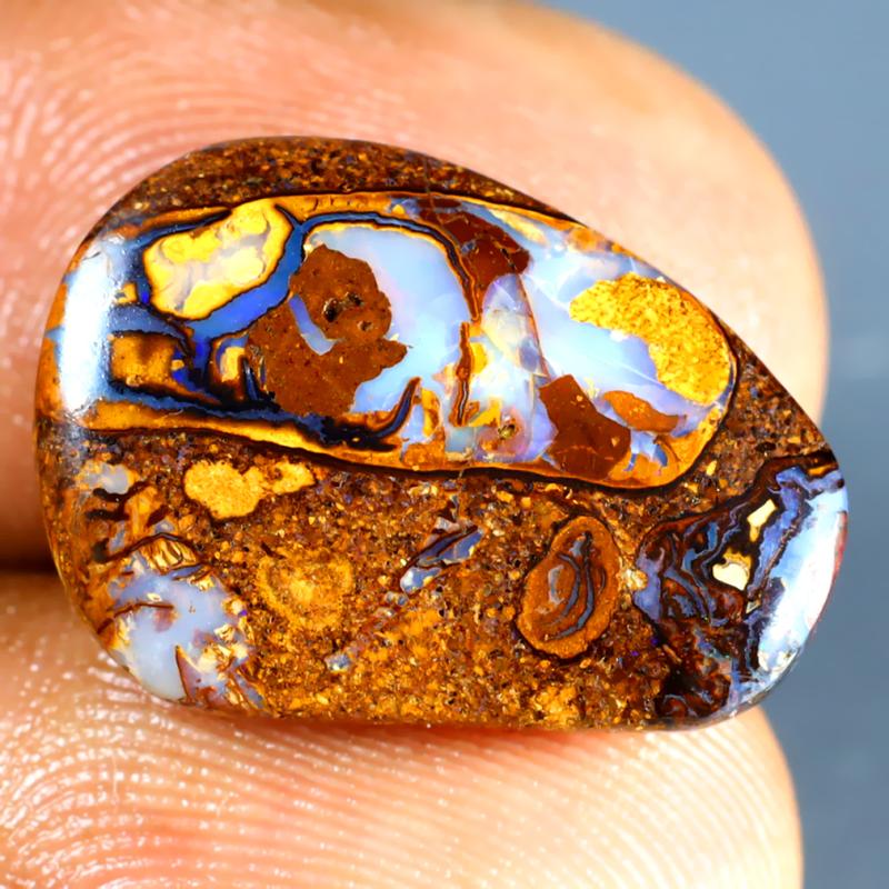 9.27 ct Romantic Fancy Cabochon Shape (19 x 14 mm) Multi Color Australian Koroit Boulder Opal Natural Loose Gemstone