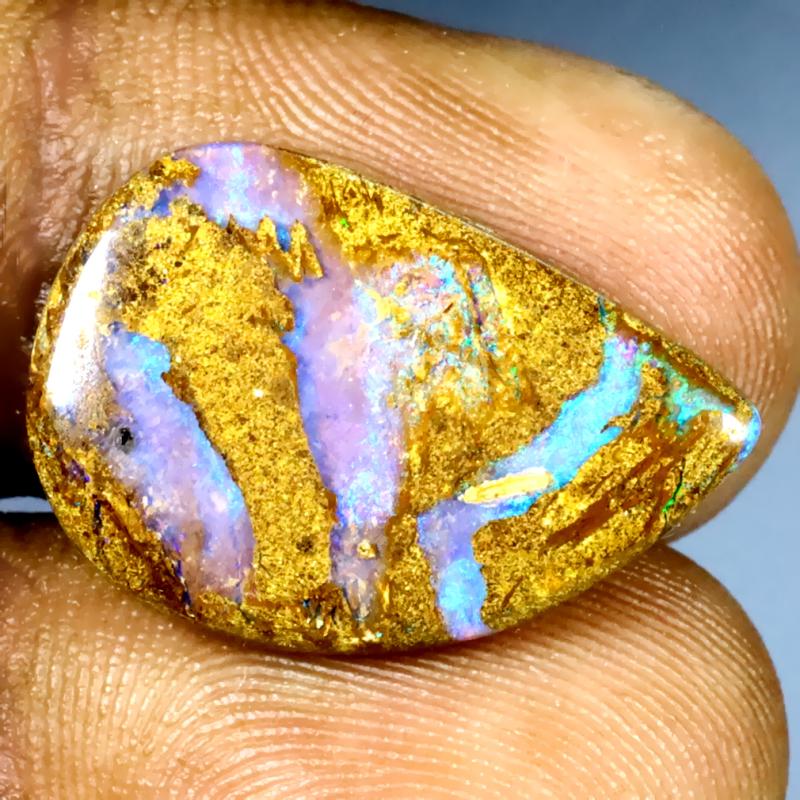 9.49 ct Great looking Fancy Shape (22 x 14 mm) Multi Color Australian Koroit Boulder Opal Natural Loose Gemstone