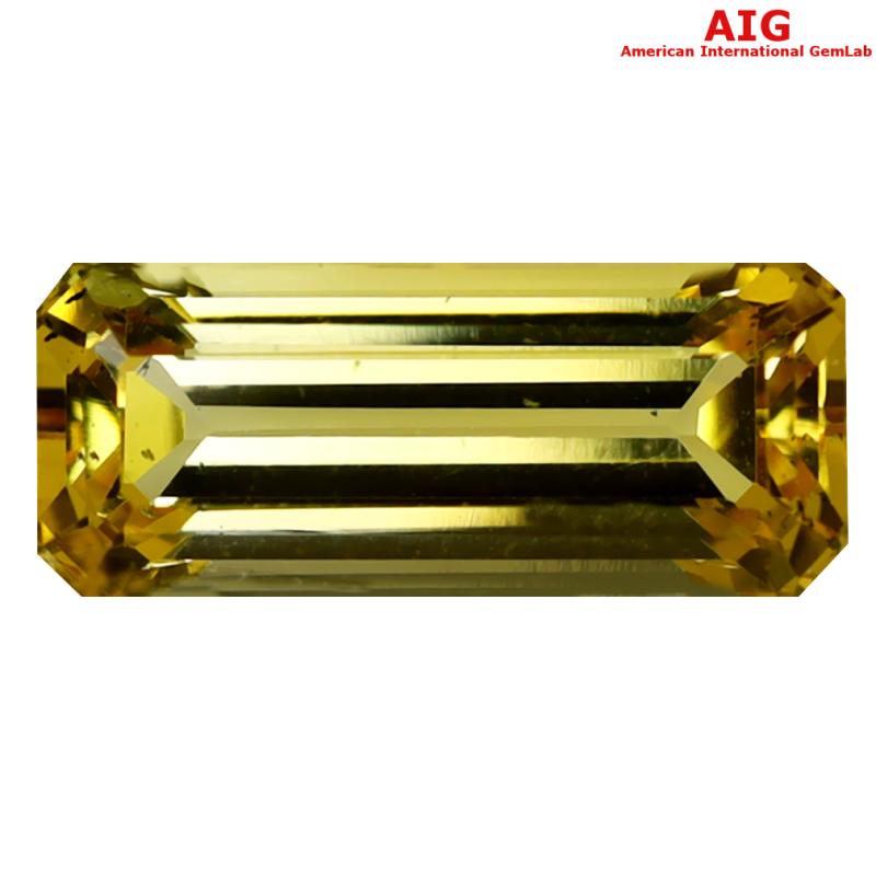 2.81 ct AIG Certified Premium Octagon Cut (12 x 5 mm) Unheated / Untreated Orange Yellow Imperial Topaz Loose Stone