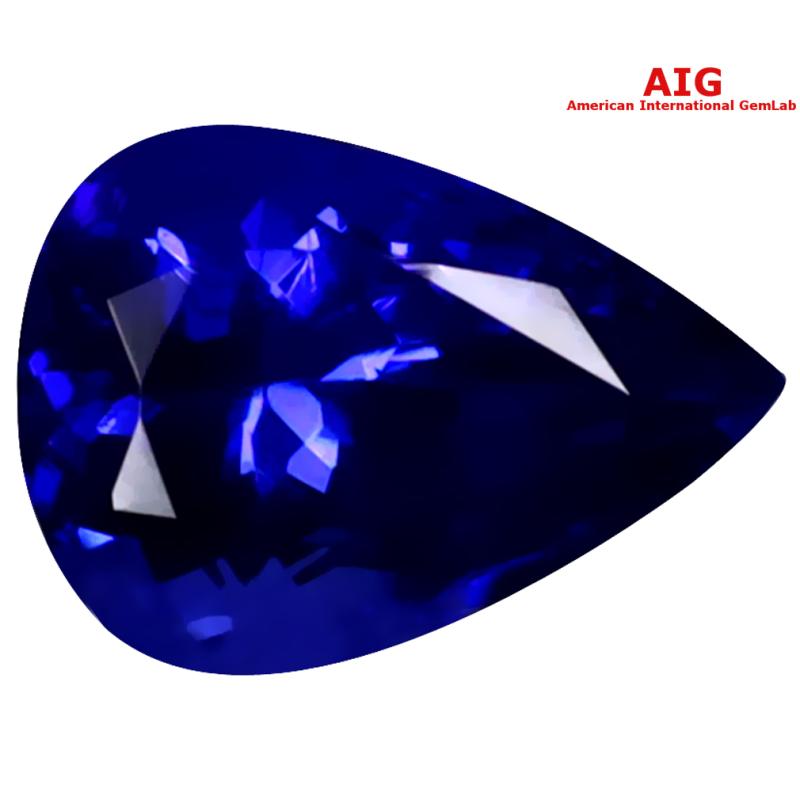 2.52 ct AIG Certified AAAA Grade Eye-opening Pear Cut (10 x 7 mm) D'Block Tanzanite Gemstone