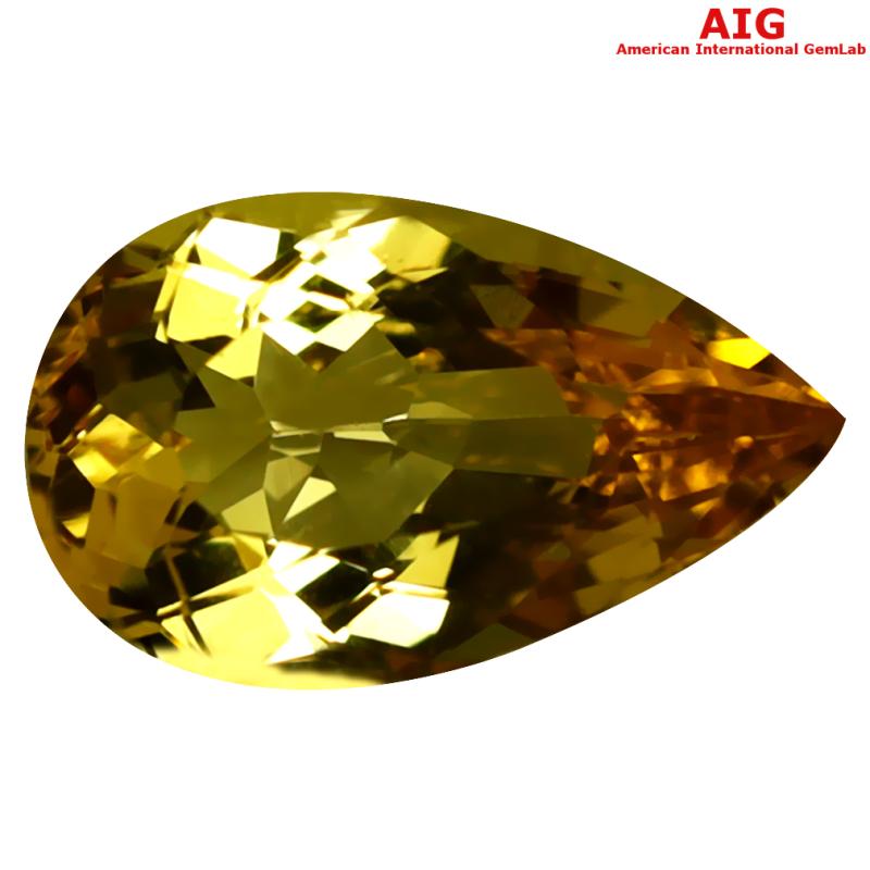 2.12 ct AIG Certified Unbelievable Pear Cut (11 x 6 mm) Unheated / Untreated Orange Yellow Imperial Topaz Loose Stone