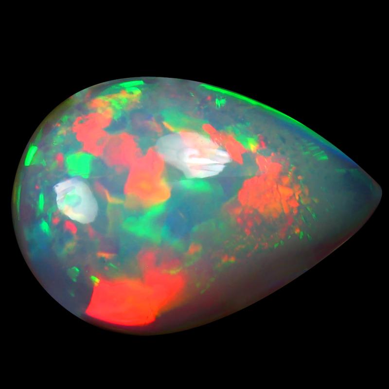 14.15 ct Exquisite Pear Cabochon (21 x 14 mm) Flashing 360 Degree Multicolor Rainbow Opal Gemstone