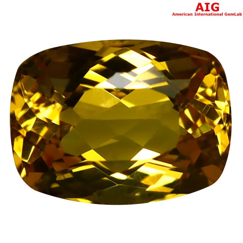 2.32 ct AIG Certified Splendid Cushion Cut (9 x 7 mm) Unheated / Untreated Orange Yellow Imperial Topaz Loose Stone