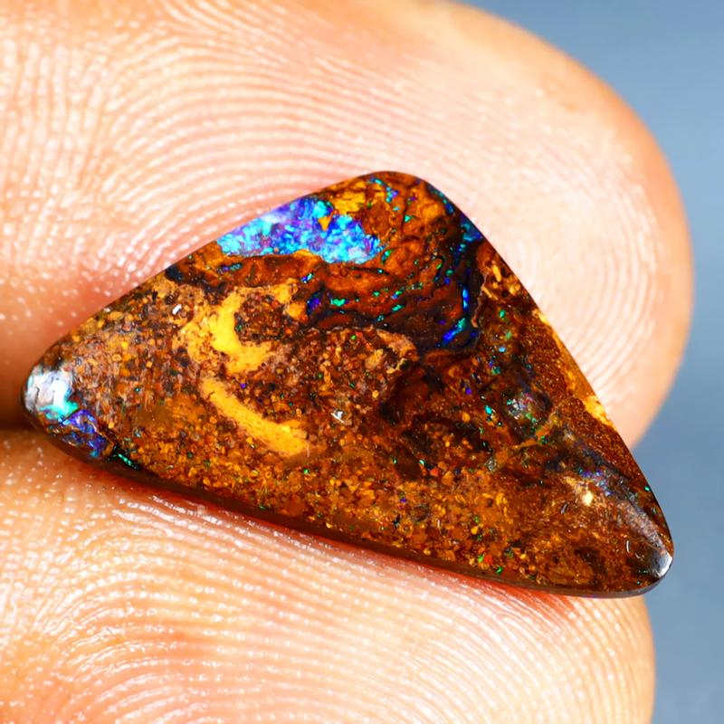 3.29 ct Shimmering Fancy Cabochon Shape (20 x 11 mm) Multi Color Australian Koroit Boulder Opal Natural Loose Gemstone