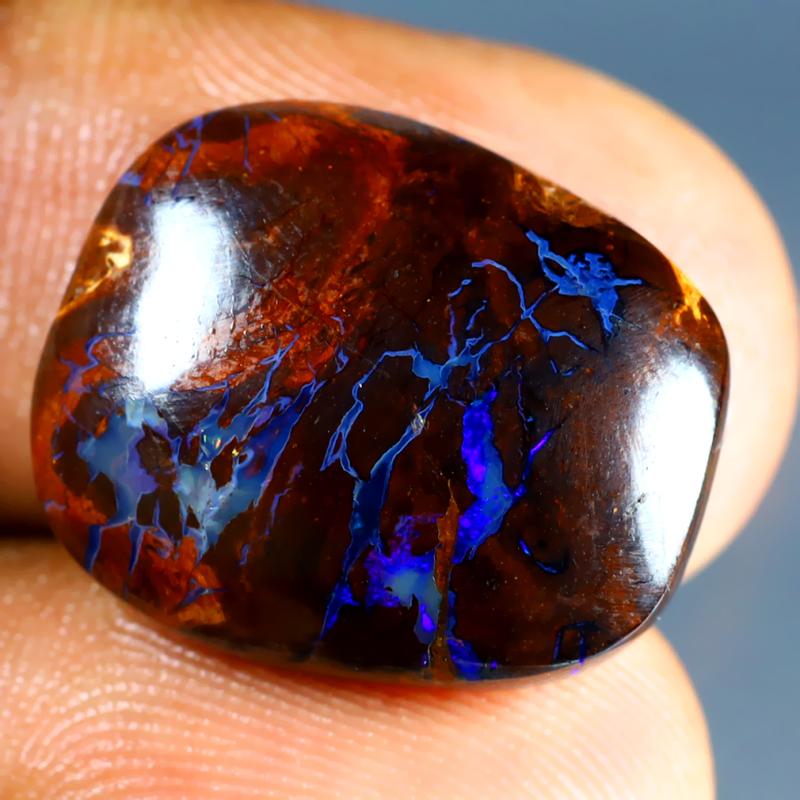 15.15 ct Topnotch Fancy Cabochon Shape (19 x 16 mm) Multi Color Australian Koroit Boulder Opal Natural Loose Gemstone