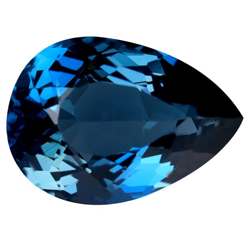 4.27 ct Magnificent fire Pear (12 x 9 mm) Heated Brazil London Blue Topaz Loose Gemstone