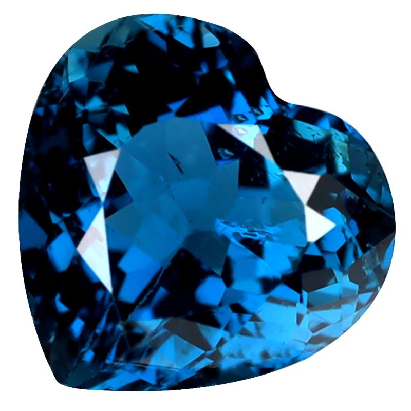 4.04 ct First-class Heart (10 x 10 mm) Heated Brazil London Blue Topaz Loose Gemstone