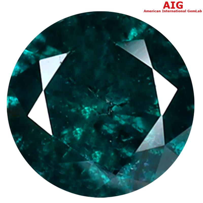 1.12 ct AIG CERTIFIED SUPREME ROUND SHAPE (7 X 7 MM) GENUINE GREENISH BLUE DIAMOND LOOSE STONE