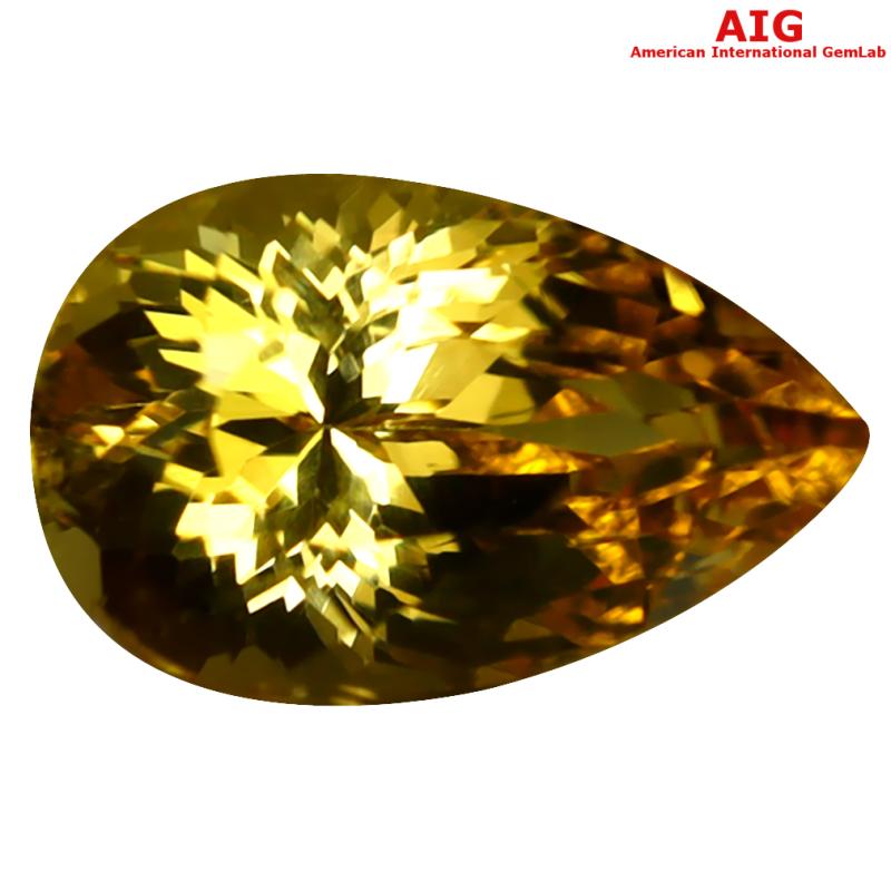 2.60 ct AIG Certified Very good Pear Cut (10 x 7 mm) Unheated / Untreated Orange Yellow Imperial Topaz Loose Stone