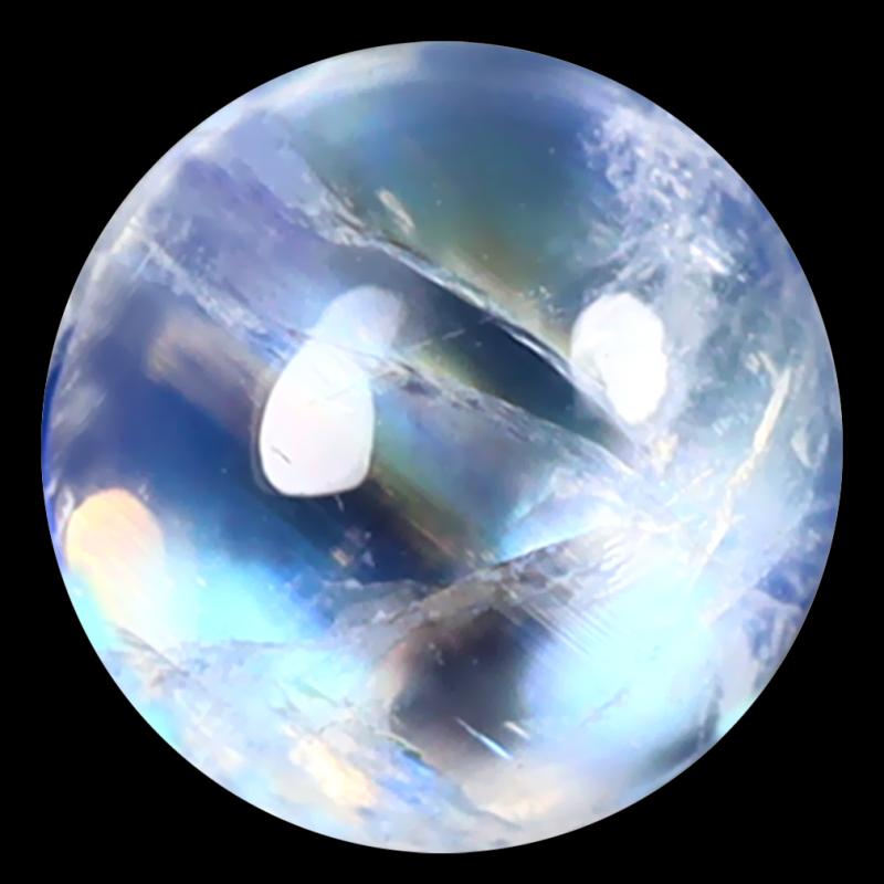 1.31 ct AAA Very good Round Cabochon Shape (7 x 7 mm) Rainbow Blue Moonstone Natural Gemstone