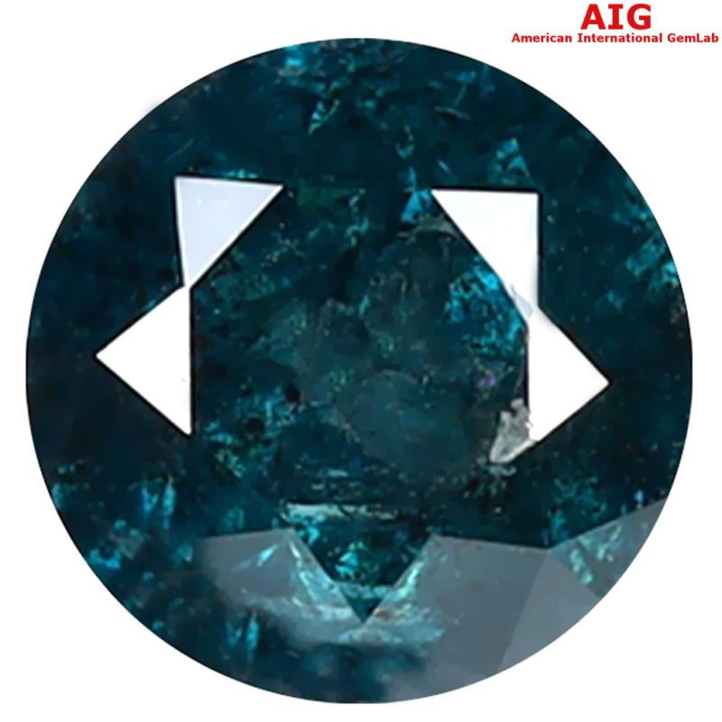 1.09 ct AIG CERTIFIED INCREDIBLE ROUND SHAPE (6 X 6 MM) GENUINE GREENISH BLUE DIAMOND LOOSE STONE