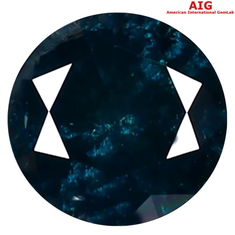 0.92 ct AIG CERTIFIED FLASHING ROUND SHAPE (6 X 6 MM) GENUINE GREENISH BLUE DIAMOND LOOSE STONE