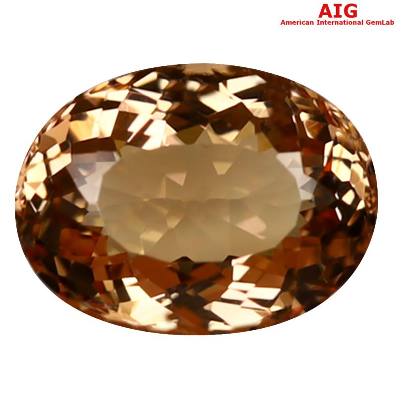 1.34 ct AIG Certified Attractive Oval Cut (7 x 6 mm) Unheated / Untreated Orange Pink Imperial Topaz Loose Stone