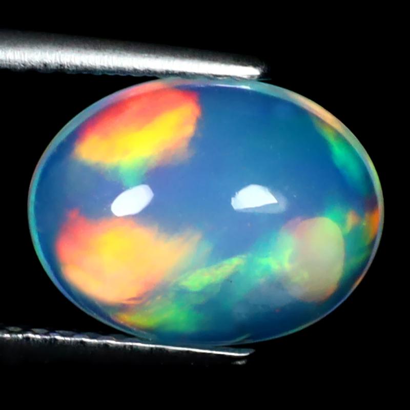 2.58 ct Magnificent fire Oval Cabochon (11 x 9 mm) Ethiopian 360 Degree Flashing Rainbow Opal Natural Gemstone