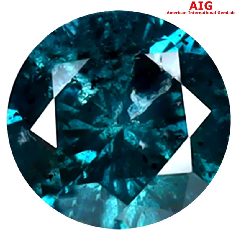 0.91 ct AIG CERTIFIED SUPERIOR ROUND SHAPE (6 X 6 MM) GENUINE GREENISH BLUE DIAMOND LOOSE STONE