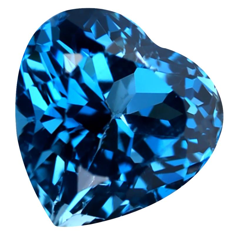 3.84 ct Extraordinary Heart (9 x 9 mm) Heated Brazil London Blue Topaz Loose Gemstone