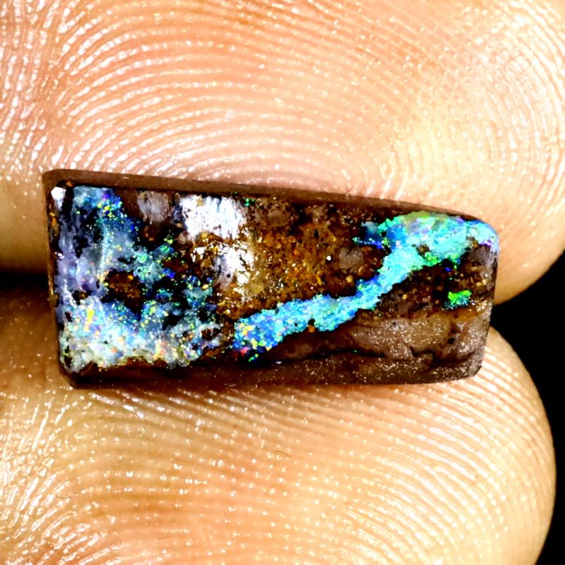 3.76 ct Best Fancy Shape (15 x 7 mm) Multi Color Australian Koroit Boulder Opal Natural Loose Gemstone