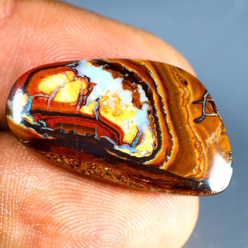 15.68 ct Wonderful Fancy Cabochon Shape (27 x 15 mm) Multi Color Australian Koroit Boulder Opal Natural Loose Gemstone