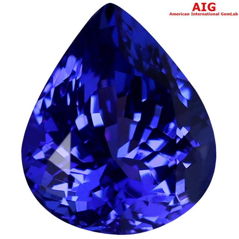 2.92 ct AIG CERTIFIED AAAA GRADE SUPREME PEAR CUT (10 X 8 MM) D'BLOCK TANZANITE GEMSTONE