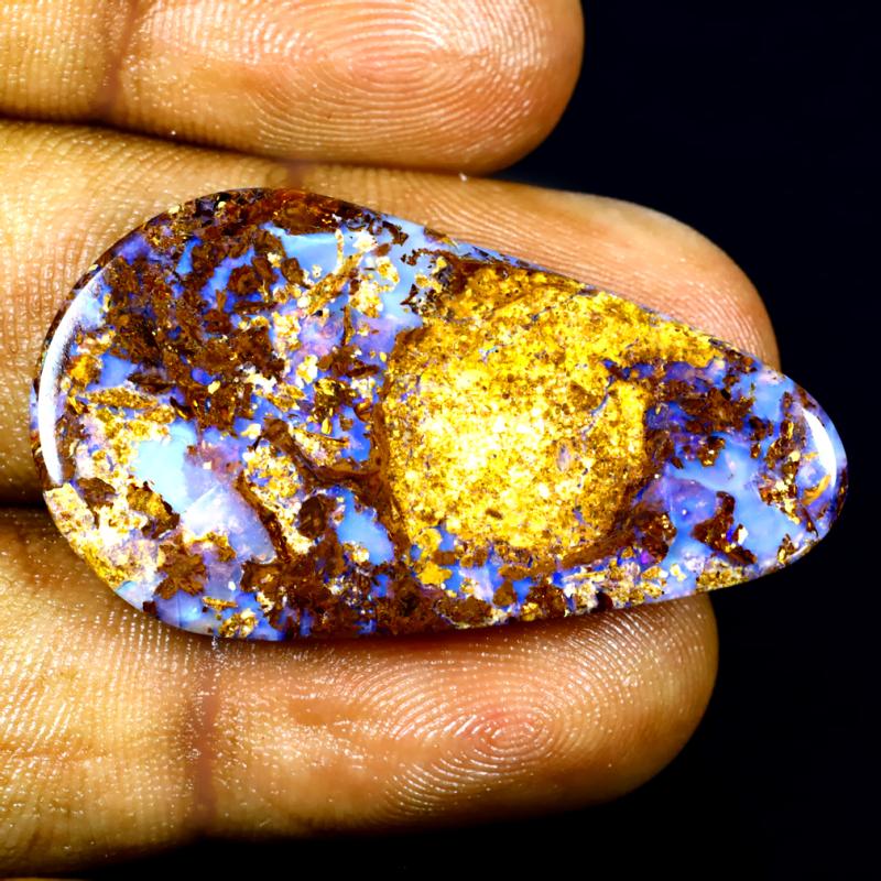 22.18 ct Very good Fancy Shape (37 x 21 mm) Multi Color Australian Koroit Boulder Opal Natural Loose Gemstone
