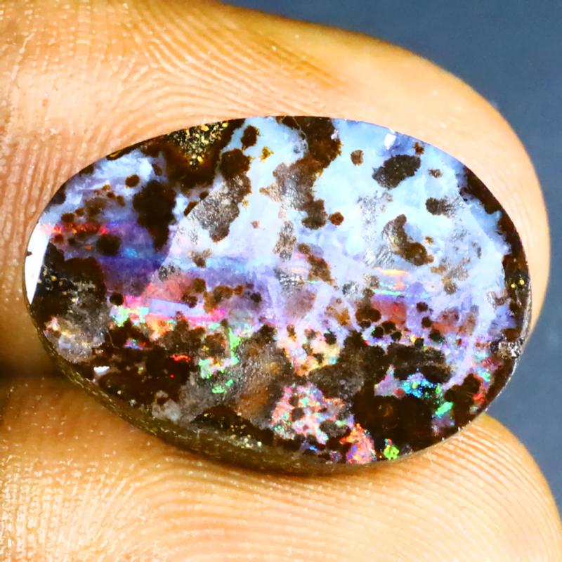 13.19 ct Wonderful Fancy Shape (20 x 14 mm) Multi Color Australian Koroit Boulder Opal Natural Loose Gemstone
