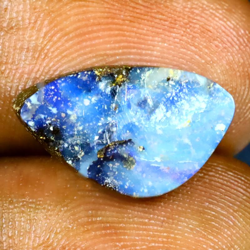 5.44 ct Extraordinary Fancy Shape (16 x 10 mm) Multi Color Australian Koroit Boulder Opal Natural Loose Gemstone