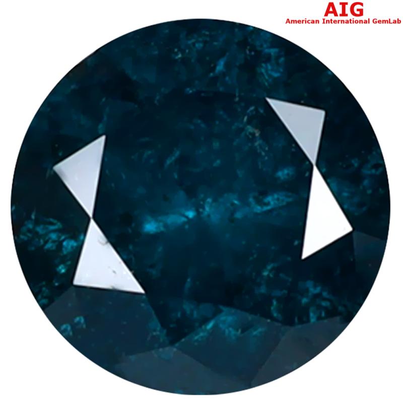 1.84 ct AIG CERTIFIED ASTONISHING ROUND SHAPE (7 X 7 MM) GENUINE GREENISH BLUE DIAMOND LOOSE STONE