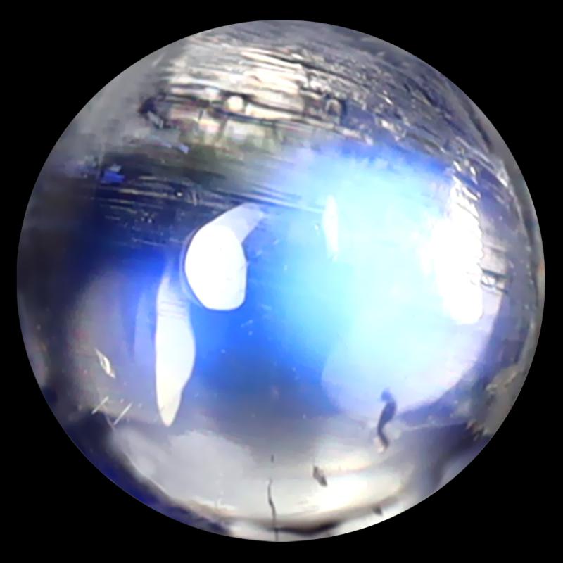 1.77 ct AAA Very good Round Cabochon Shape (7 x 7 mm) Rainbow Blue Moonstone Natural Gemstone