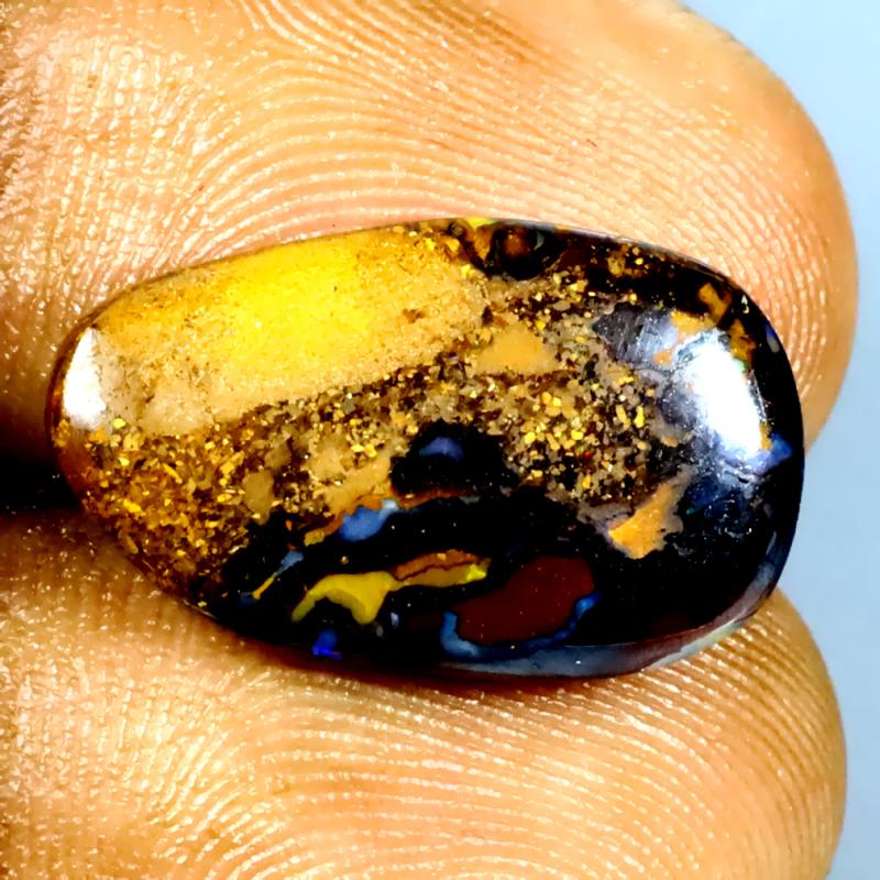 7.76 ct Stunning Fancy Shape (19 x 11 mm) Multi Color Australian Koroit Boulder Opal Natural Loose Gemstone