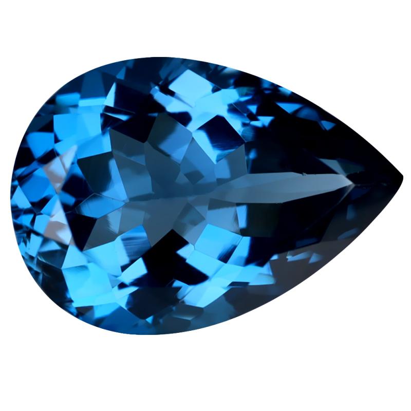 12.91 ct Eye-popping Pear (18 x 13 mm) Heated Brazil London Blue Topaz Loose Gemstone