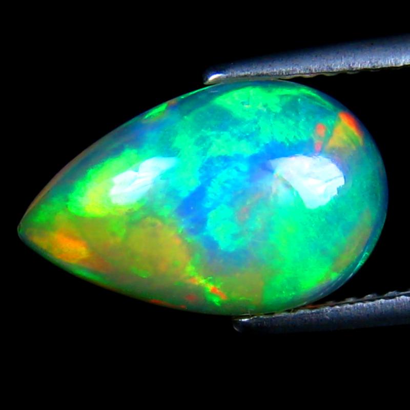2.44 ct Five-star Pear Cabochon Cut (14 x 9 mm) Ethiopia Play of Colors Rainbow Opal Natural Gemstone