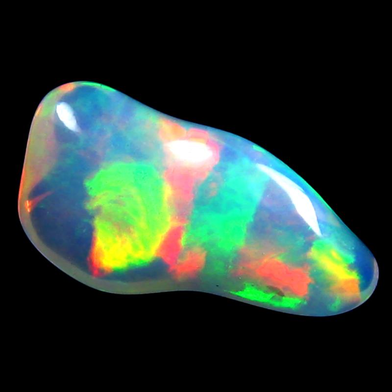 3.39 ct Beautiful Fancy Cut (18 x 8 mm) 100% Natural (Un-Heated) Play of Colors Rainbow Opal Natural Gemstone
