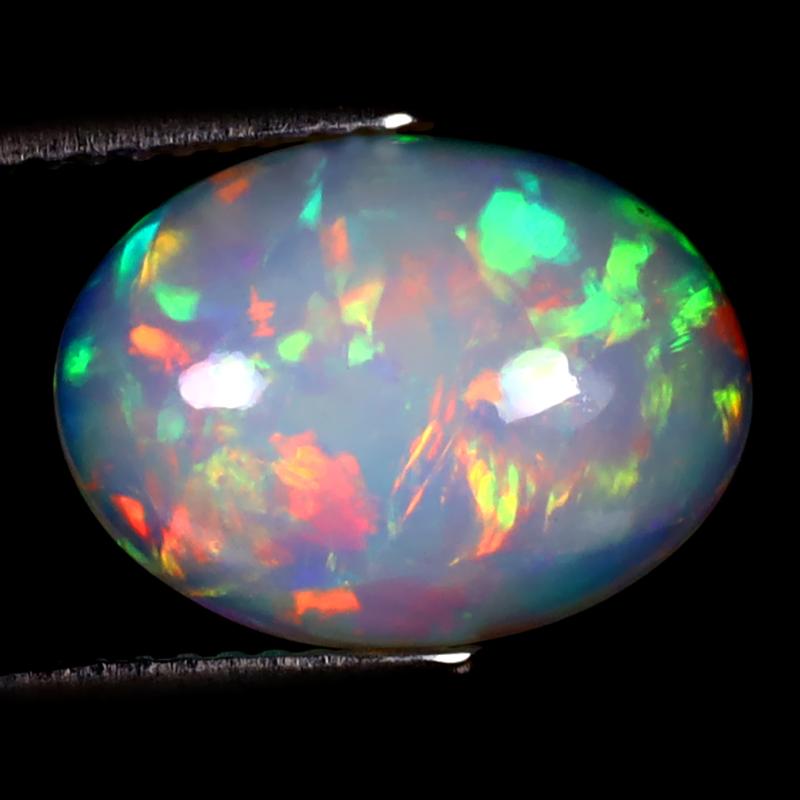 3.72 ct Wonderful Oval Cabochon (13 x 10 mm) Ethiopian 360 Degree Flashing Rainbow Opal Natural Gemstone