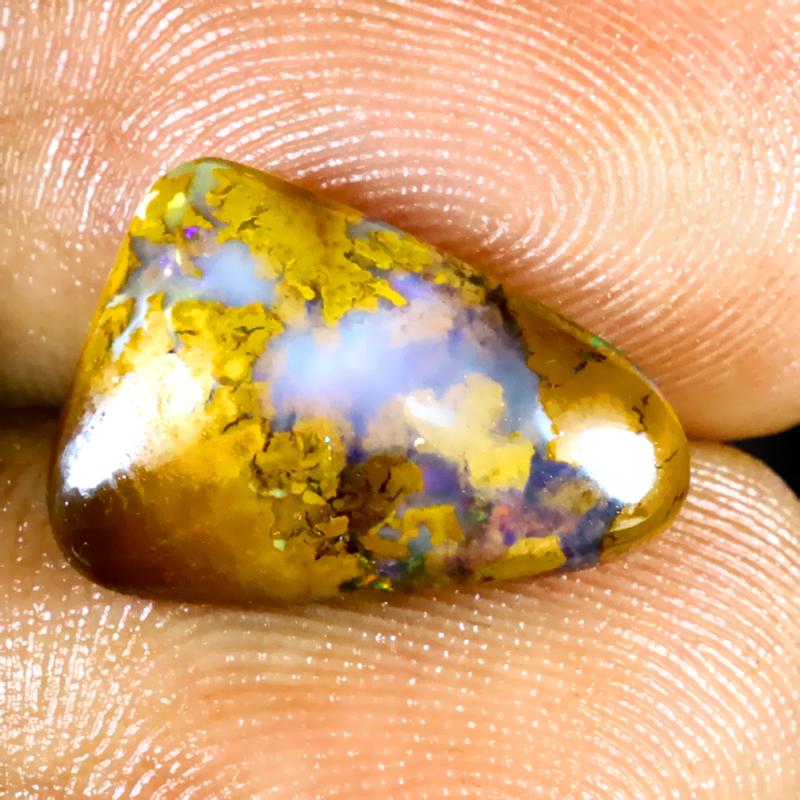 4.16 ct Fabulous Fancy Shape (14 x 10 mm) Multi Color Australian Koroit Boulder Opal Natural Loose Gemstone