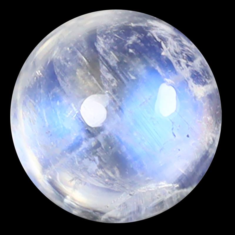 1.80 ct AAA Eye-popping Round Cabochon Shape (7 x 7 mm) Rainbow Blue Moonstone Natural Gemstone