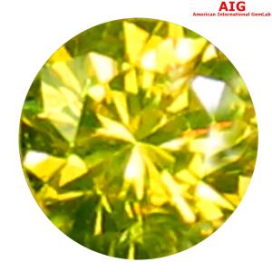 0.07 ct AIG Certified Terrific Round Shape (2 x 2 mm) Fancy Greenish Yellow Diamond Natural Gemstone