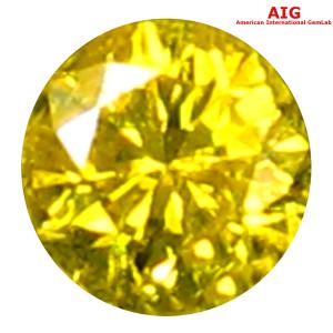 0.07 ct AIG Certified Spectacular Round Shape (3 x 2 mm) Fancy Vivid Yellow Diamond Natural Gemstone